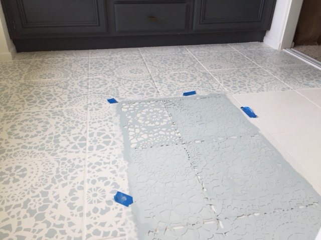 How to Stencil Your Bathroom Floor with Chalk Paint