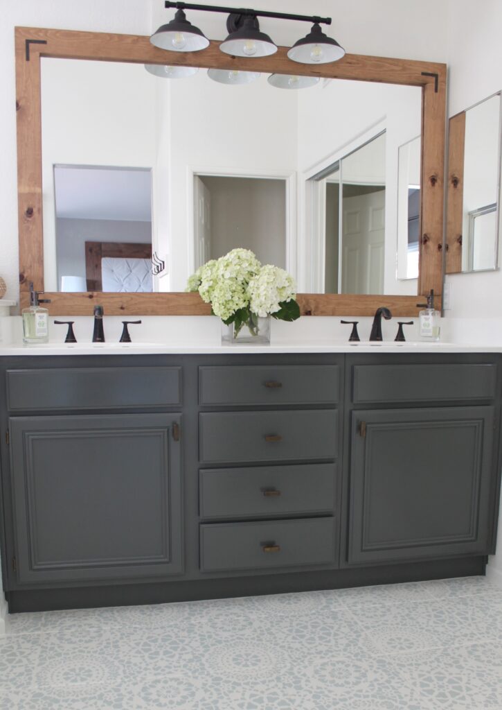 How to refinish bathroom cabinets with professional results, featured by top DIY blog, Domestic Blonde: after picture
