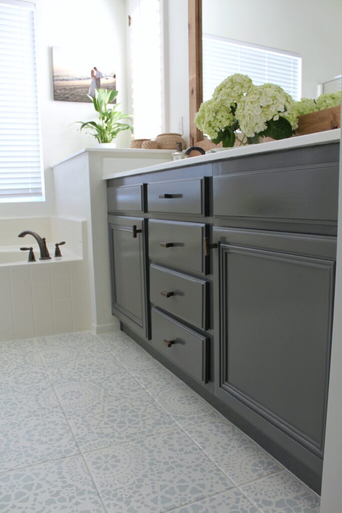 How to refinish bathroom cabinets with professional results, featured by top DIY blog, Domestic Blonde: after picture