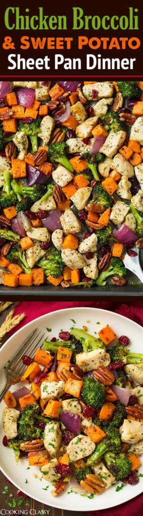 Top 5 Best Pinterest Recipes featured by top US lifestyle blog, Domestic Blonde: Chicken broccoli and sweet potato dinner