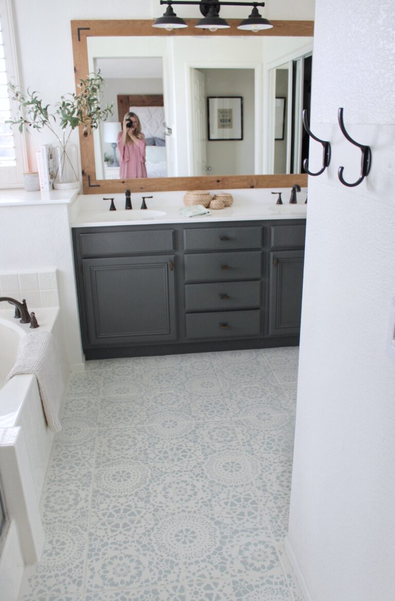 Stencil Tile Floor Update | Home DIY | Domestic Blonde