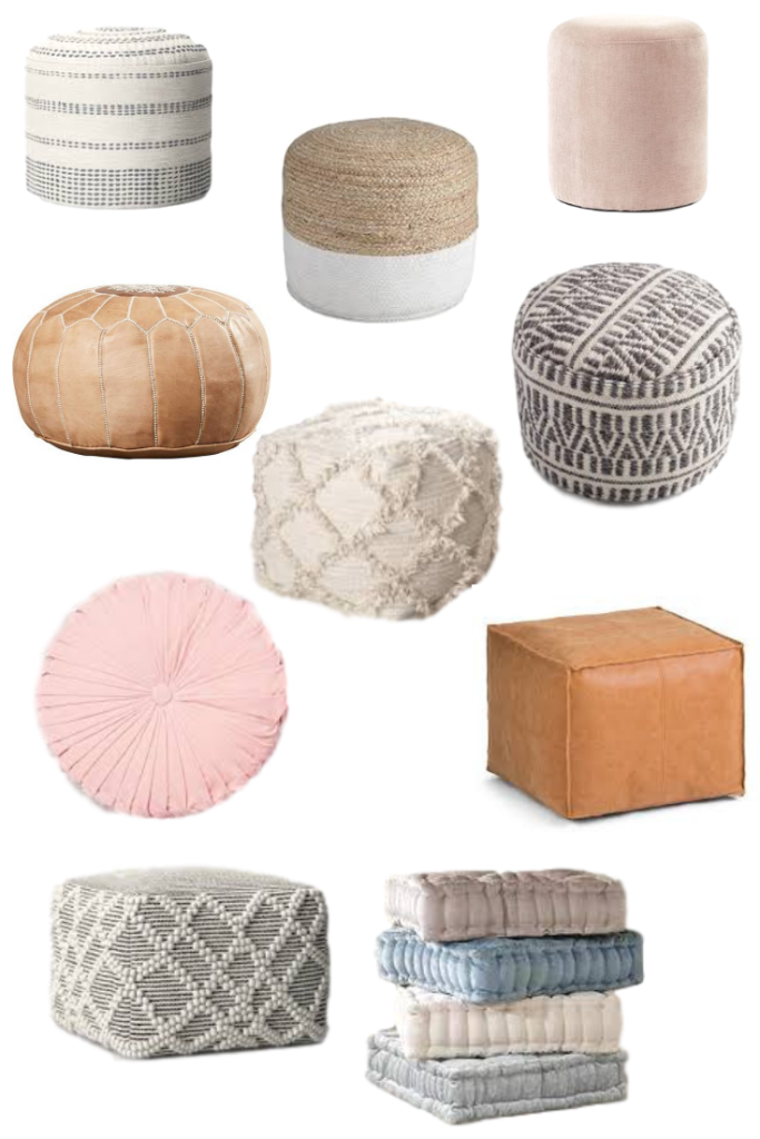 Floor poufs roundup featured by top US lifestyle blog, Domestic Blonde