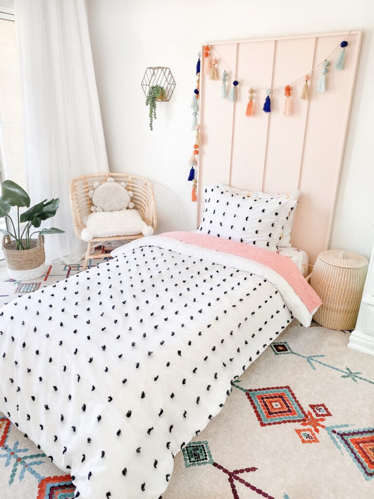 DIY Little Girl Headboard tutorial featured by top US DIY blog, Domestic Blonde.