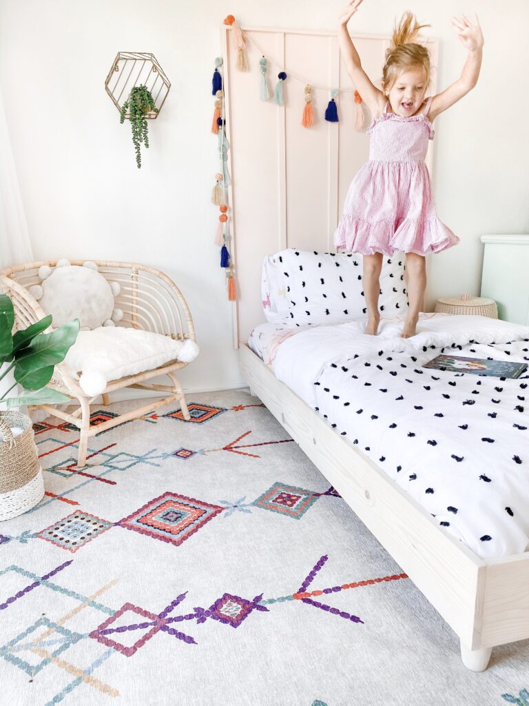 DIY Twin Platform Bed Frame tutorial featured by top US DIY blog, Domestic Blonde.