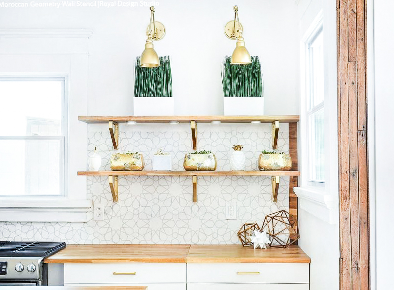 Top 5 Home Decor Stencils featured by top US home decor blogger, Domestic Blonde: Moroccan Geometry stencil