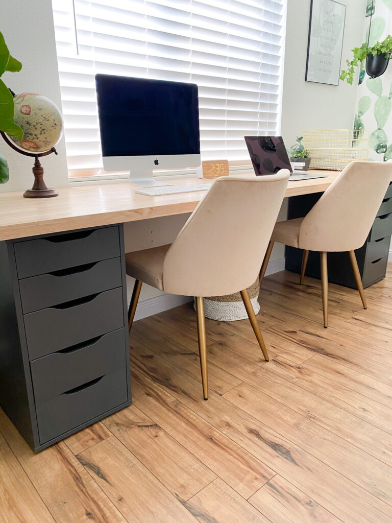 file cabinet butcher block desk