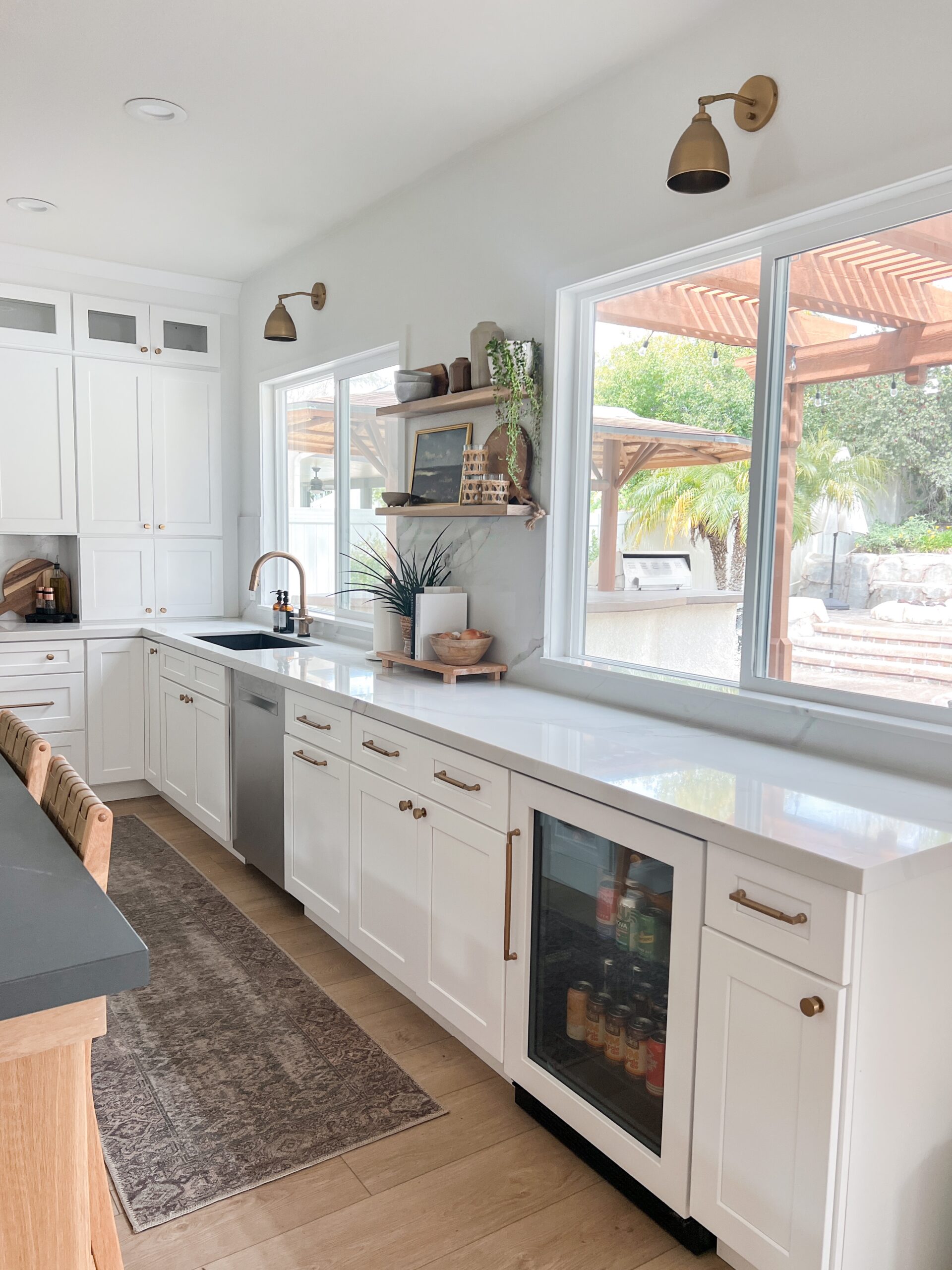 Gold Kitchen Accessories and Matte White Appliances 